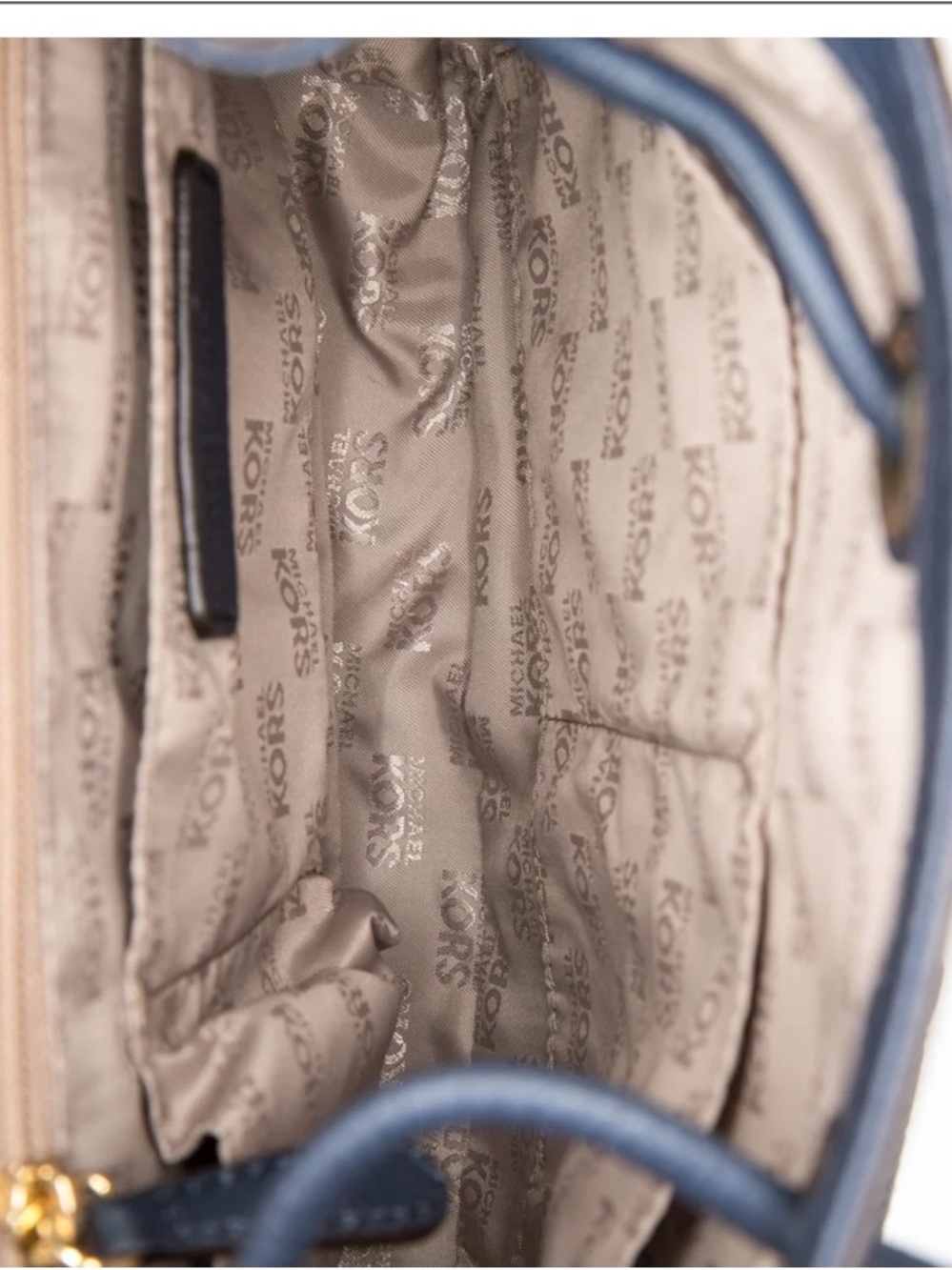 Michael Kors Navy Leather Mini Backpack with Gold Hardware - Picture 7 of 7